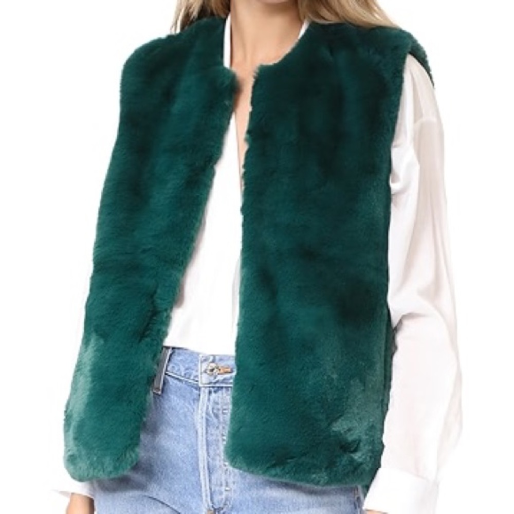 Emerald Green Faux Fur Vest from French brand SUNCOO— Size 10